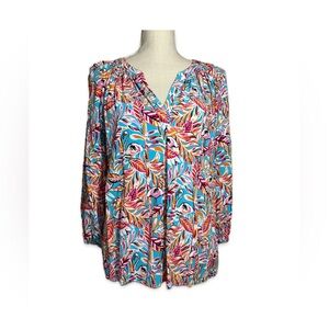 Crown & Ivy Flamingo Print 3/4 Sleeve Blouse Women’s Size XL